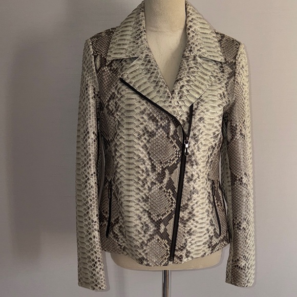 Women's python biker jacket - Picture 2 of 11